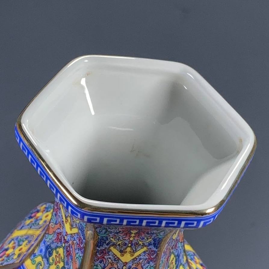 粉彩蒔花鳥六稜花瓶 工芸品 美術品 置物 粉彩蒔花鳥六稜花瓶 工芸品 美術品 置物